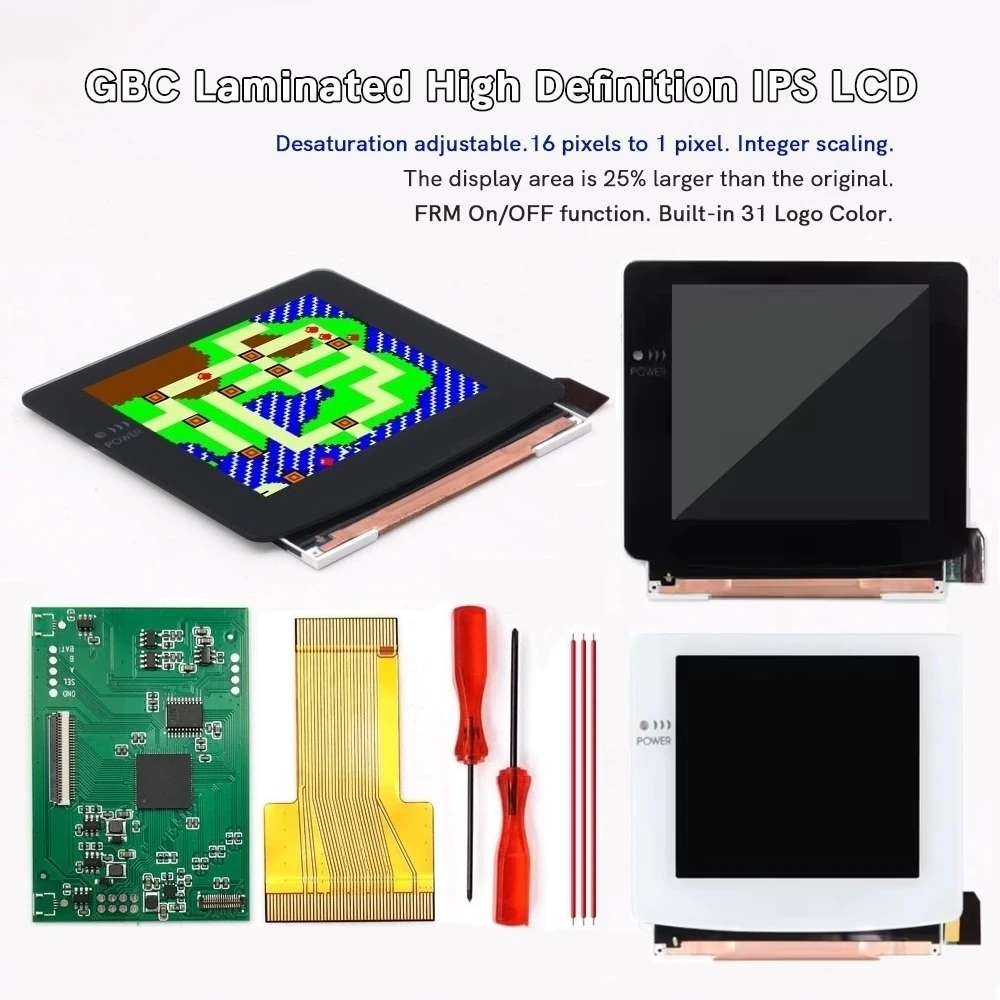 

Hispeedido 3.1 Inch Laminated Single Glass Version OSD Menu Retro Pixel FRM Q5 IPS Backlight LCD Kit For GBC