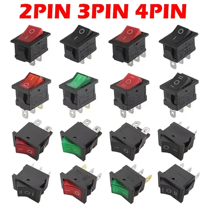 10/30/100 Pcs KCD1 Snap-in Boat Rocker Switch - SPST ON - OFF, 2/3/4 Pin, 250V 6A (AC)/125V 10A, 2P Toggle Power Snap Switch