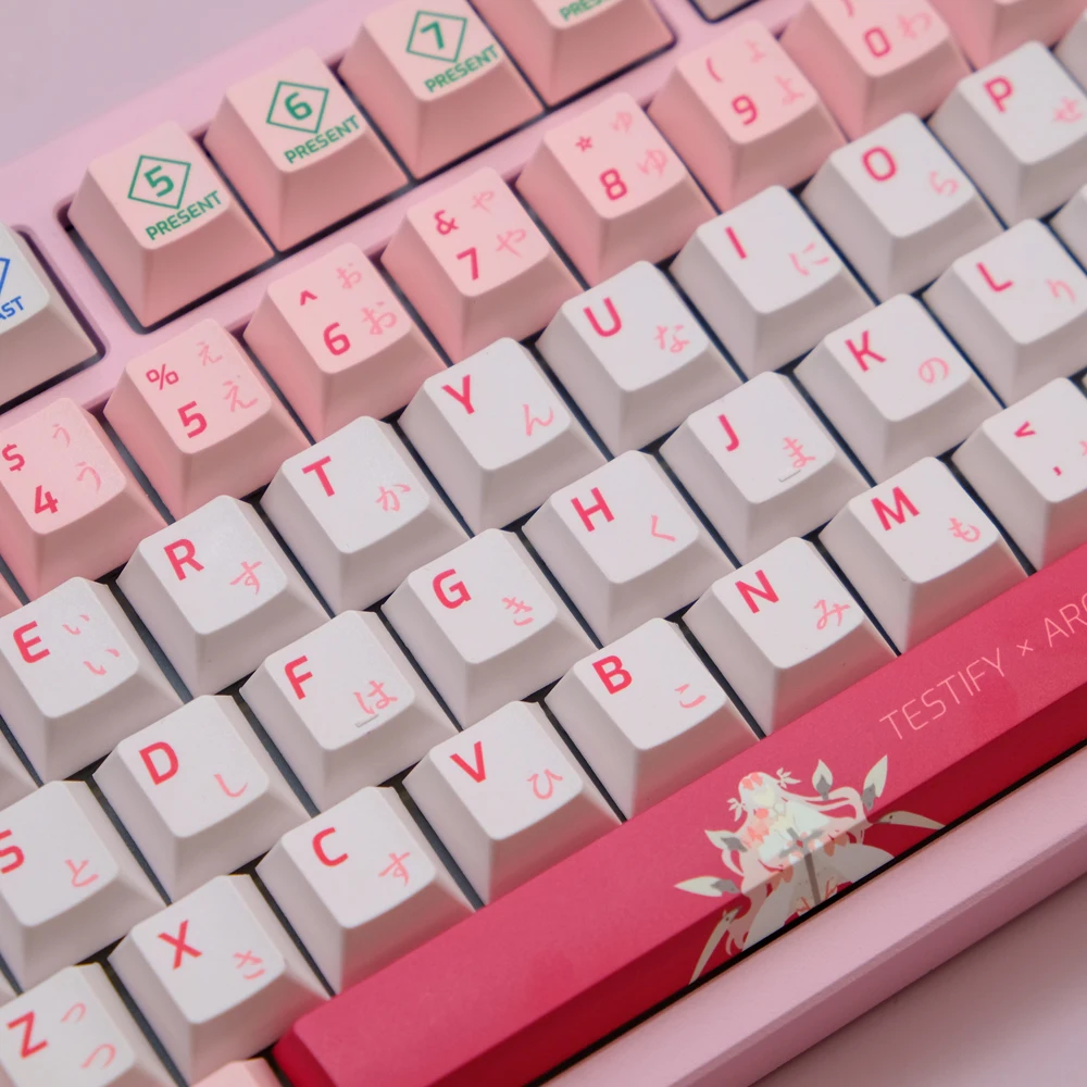 Arcaea rosa Keycaps, Cherry Perfil Keycap, Sublimação Dye, Teclado Mecânico MX, PBT, 1 Set