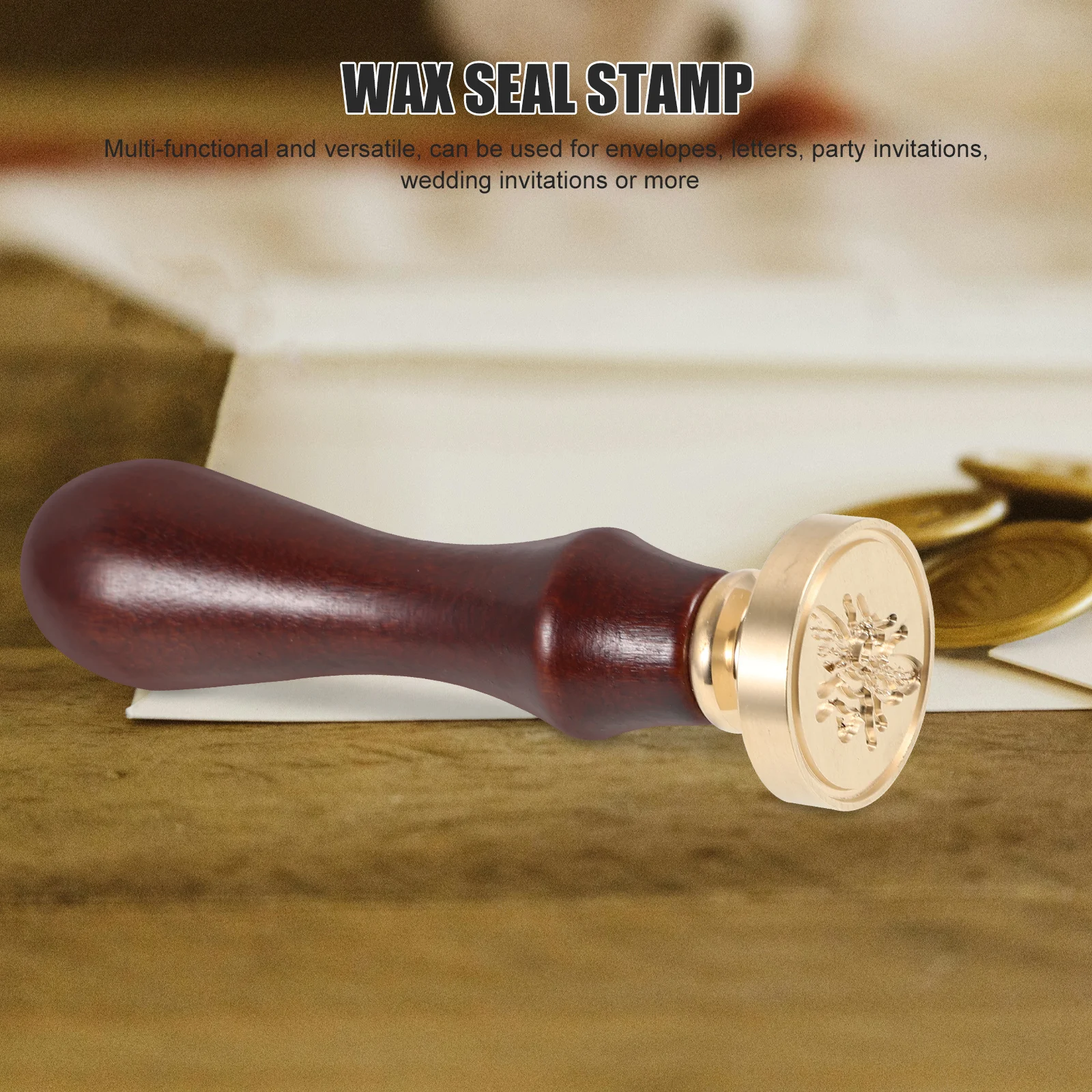 

1 set 1 Set Copper Head Wax With Long Wooden Handle For Envelope Letter Wedding Invitation Sealing Metal Kit