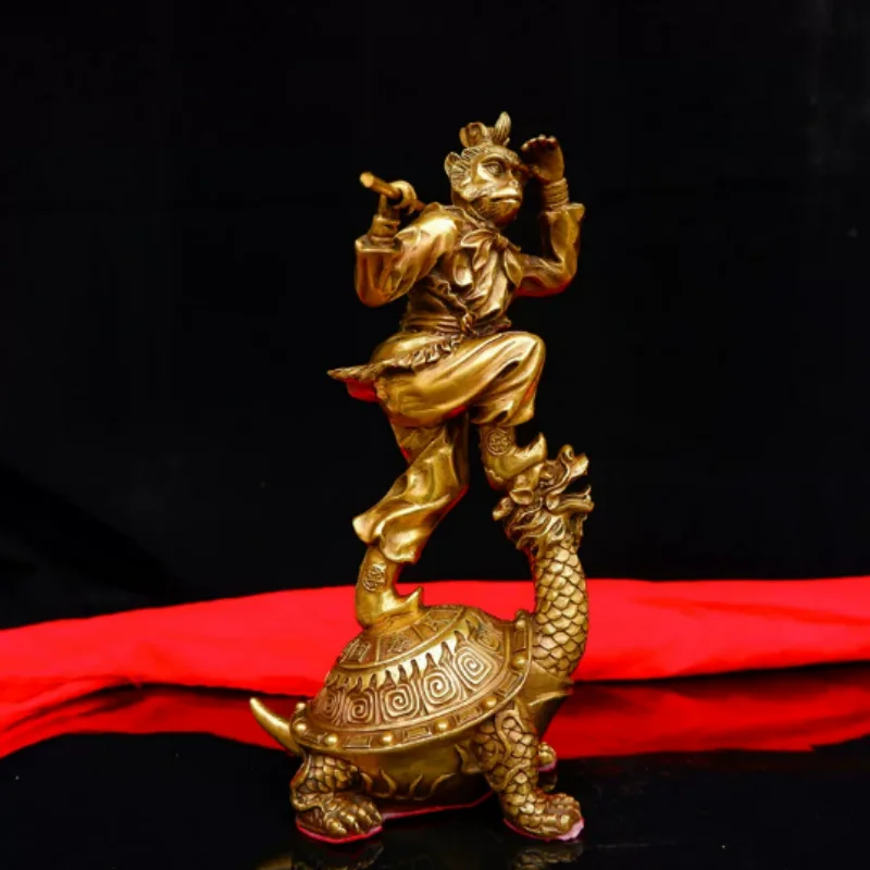Antique Bronze Great Sage Equal to Heaven Sun Wukong Dragon Turtle Animal Statue wealth Attraction Feng Shui Home Desktop Decor
