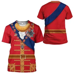 European Medieval Military Nobility Cosplay 3D Funny Dress Men And Women Personality Round Neck Short Sleeve Hip Hop T-shirt Top