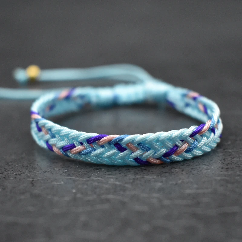 Colorful Bohemia Waved String Braided Friendship Bracelets Ethnic Multicolor Weave Textured Adjustable Bracelet Gift for Couple