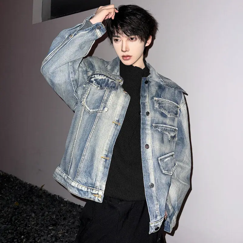 

Винтажная мужская джинсовая куртка Waed Jaet, весенне-осенняя рабочая одежда, повседневная дизайнерская модная верхняя одежда Long Sve Urban Sle