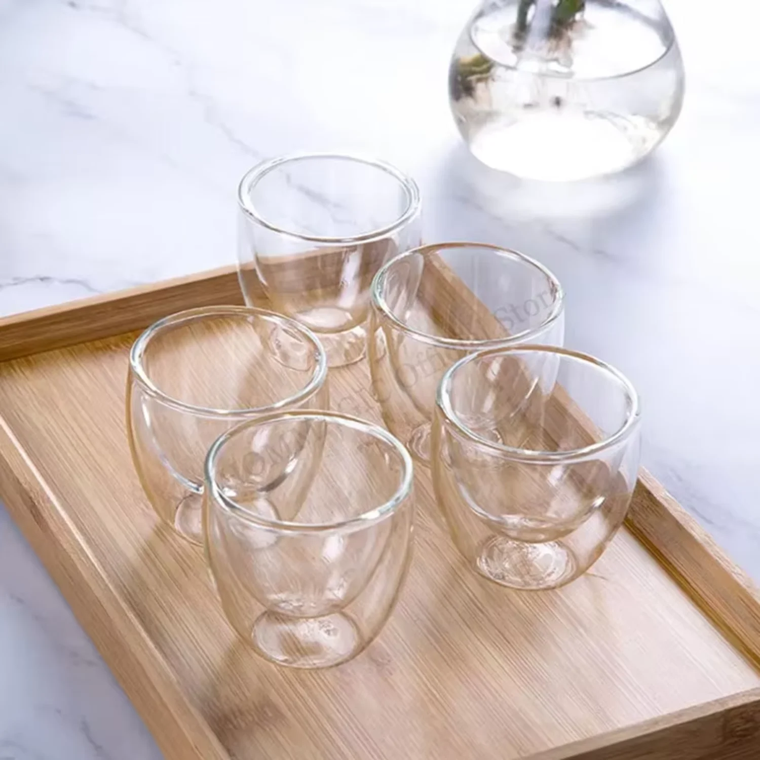 12/6/4/2 pieces double wall glass cup egg shape coffee mugs, transparent heat resistant tea beer drink mini-e-Sonic