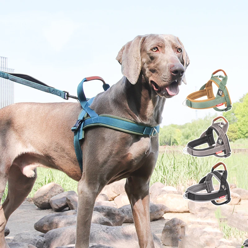 

Dog Harness Heavy Duty Dog Harness and Leash Set for Large Dogs Reflective Tactical Harness with Soft Padded Clip Easy Walking