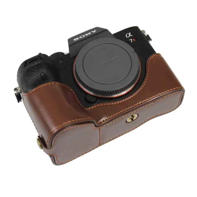 Genuine Leather Half Body Camera Case For Sony A7R Mark IV A7RIV A7R4 A7Rm4 A7R IV PU Leather Portable Skin Cover