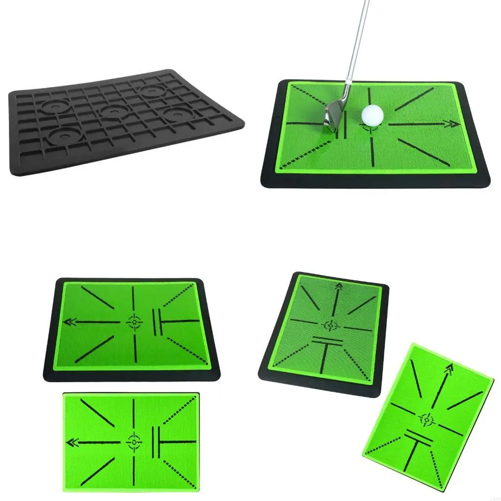 Golf Swing Practice Mat with Visible Club-Contact Feedback, Reversible Tracking Face, and a Gripping Base for Stability 24BD
