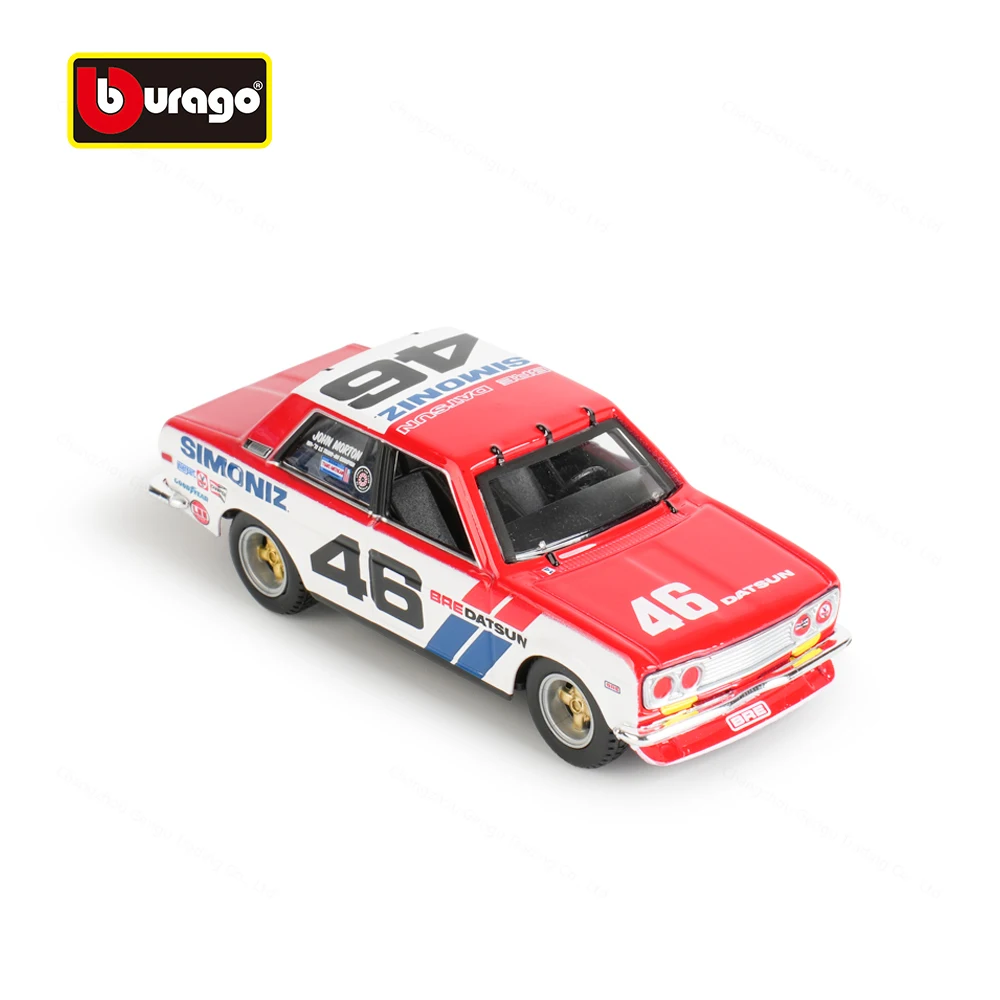 

Bburago 1:43 BRE Datsun 510 статические литые Автомобили Коллекционная модель гоночный автомобиль игрушки акриловая коробка