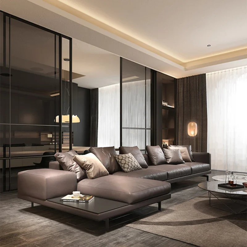 

Modern Light Luxury Genuine Leather Sofa Imported Cowhide Minimalist Italian High-End Nordic