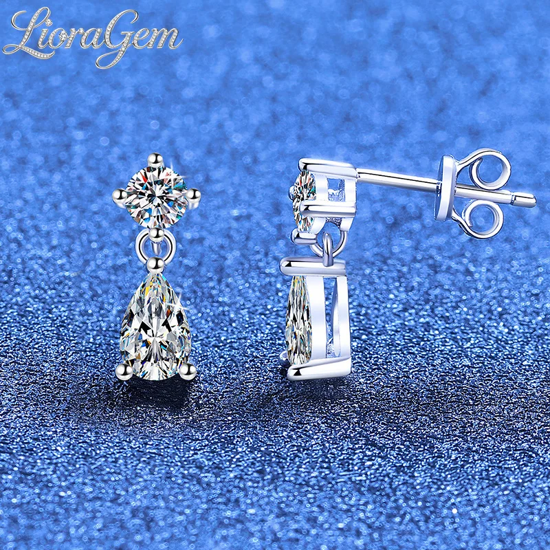 

LioraGem Fashion Tassel Teardrop Pendant Earrings, 1.4-carat Moissanite New Versatile Stud Earrings Platinum PT950 Stamp