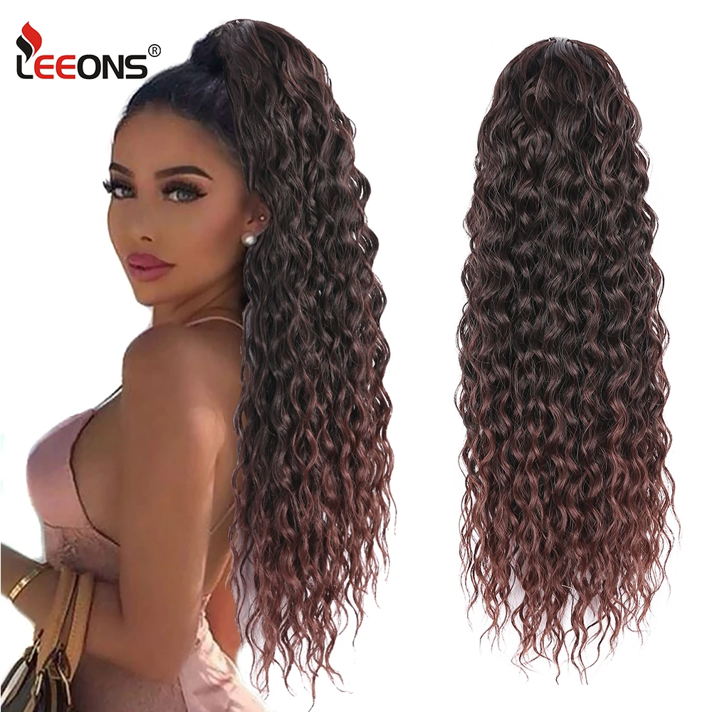 Synthetc Long Afro Kinky Curly Ponytail Hair Extension Ponytail Water Wave Ombre Drawstring Ponytail Hair Clip In Hair Extension