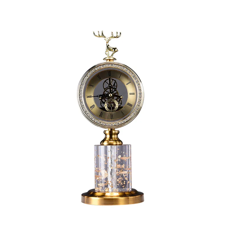 Metal Deer Head Desk Clock Living Room Bedroom Table Clock Fashionable Household Clock