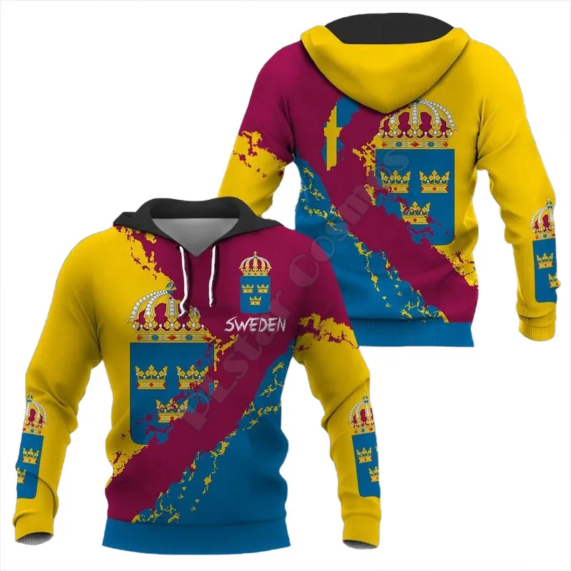 Sweden Country Hoodie 3D All Over Printed Hoodies Fashion Pullover Men For Women Sweatshirts Sweater Cosplay Costumes