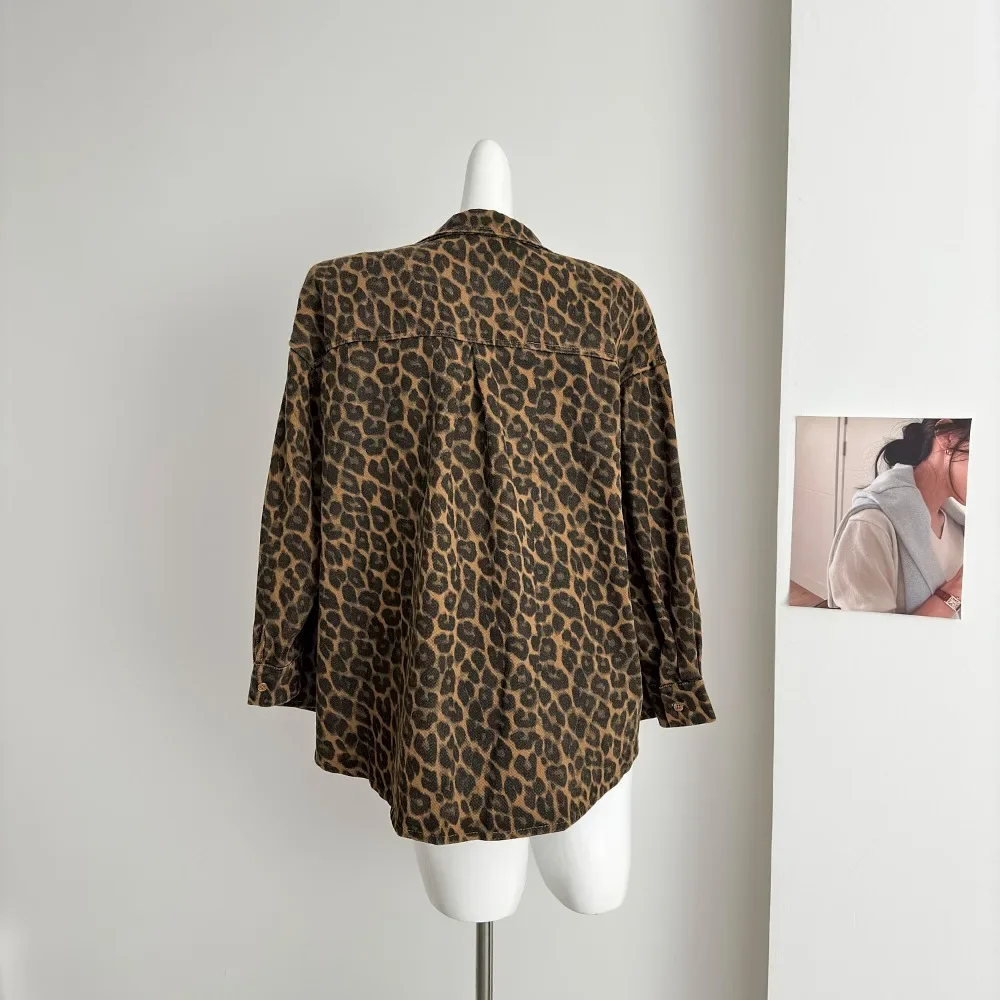 Autumn French Vintage Elegant Blouse Women Y2k Leopard Print Design Harajuku Coat Female Button Korea Style Chic Clothing 2024