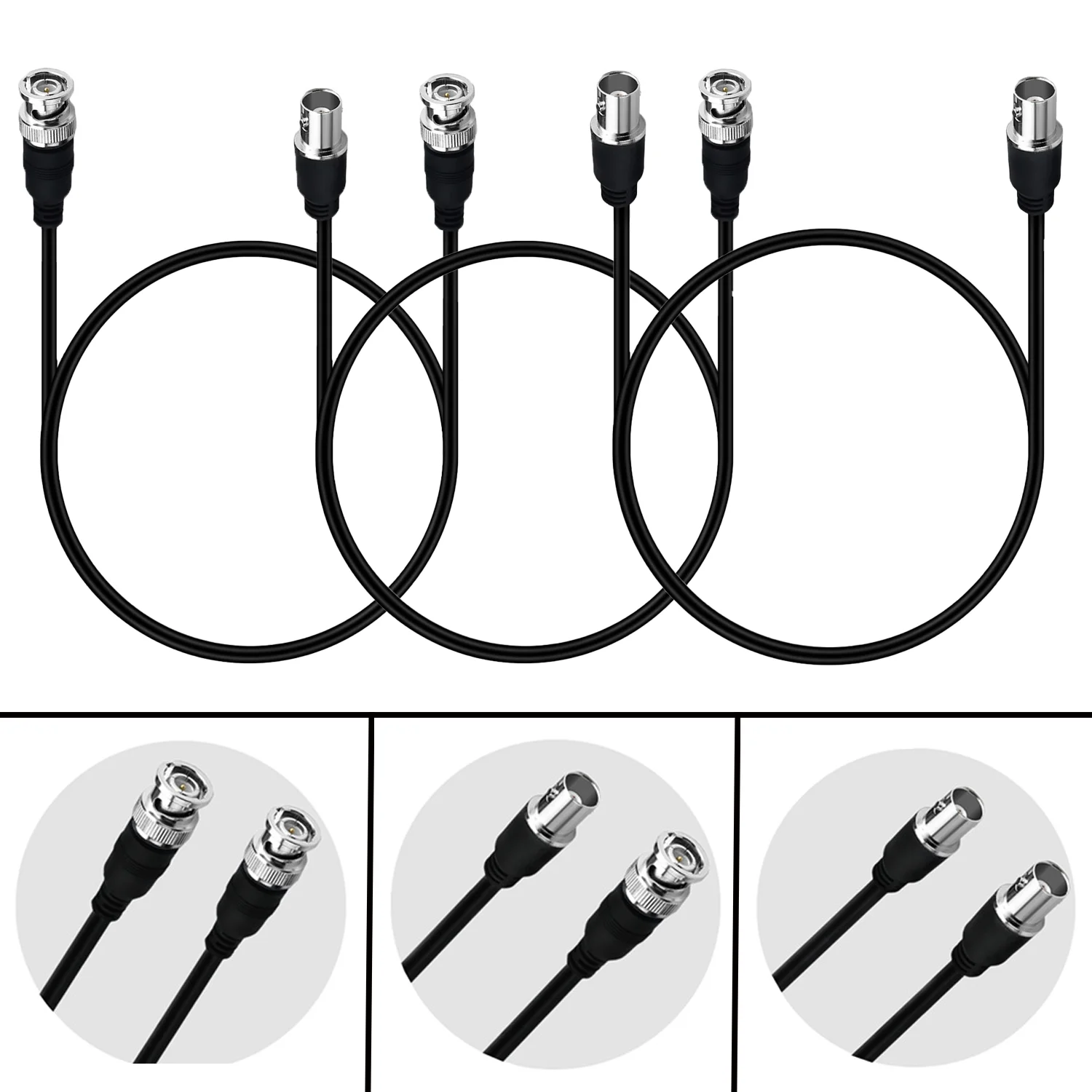 BNC RG-59/U Cable - BNC Male to Male Extension Connector Adapter Professional RG-59/U Grade Coaxial Wire Cord Cable  ﻿