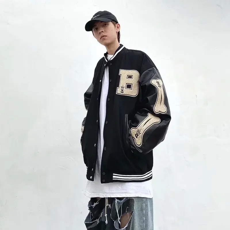 European Street Style Men's Loose Fit Casual Hop Model Baseball Uniform Spring Autumn Trendy Student Street