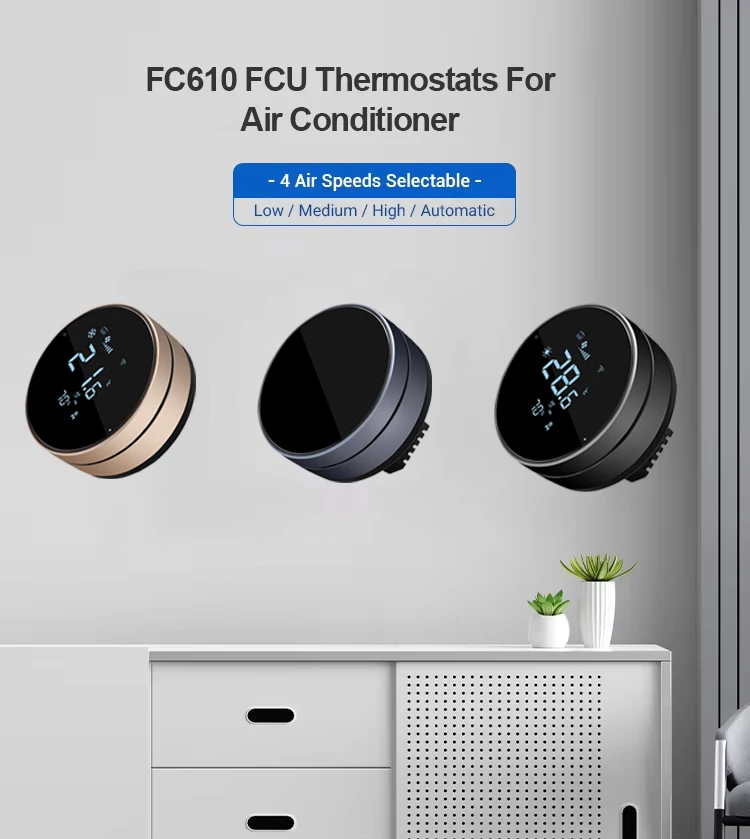 2026 New Arrival 2 4 Pipe 0-10V EC  Fan Ac Knob RS485 Modbus Smart Wifi Zigbee Digital Room Thermostat for HVAC System