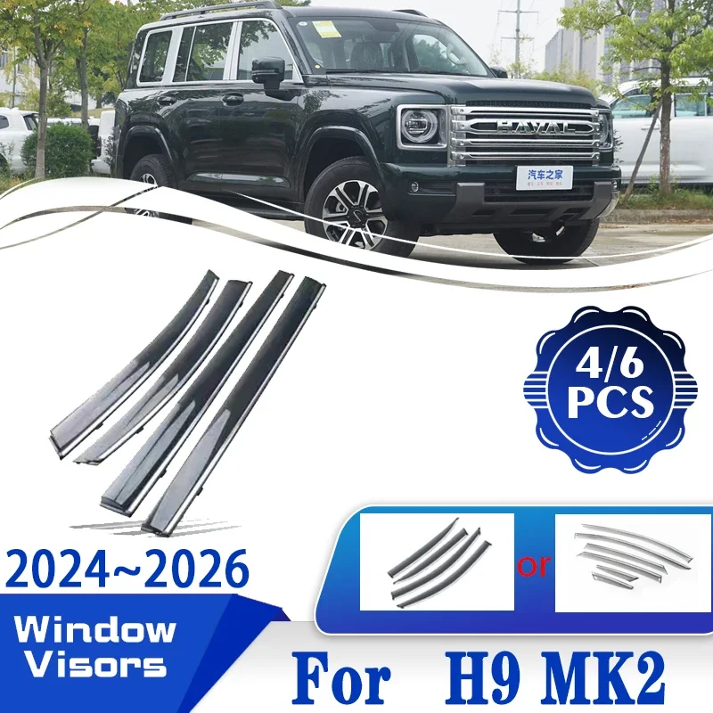 For Haval H9 Accessories MK2 2022 2023 2024 2025 Car Window Wind Rain Visors Covers Deflectors Weathershields Cars Accessories