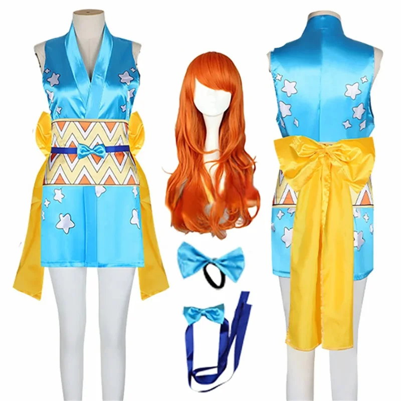 Anime Wano Country Nami Cosplay Costumes Kimono Dress Halloween Costumes for Women Vestido Role Play Suit Clothing