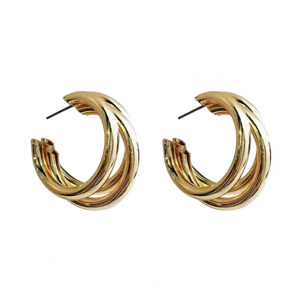 

Club Earrings Exaggerated Geometric Hoop Earrings for Women Hop Club Party Disco Dancing Jewelry C-shaped Hollow Out Statement