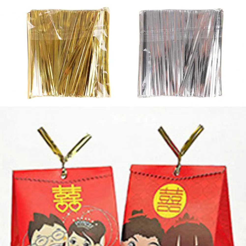 800 Stück Gold/Silber Metallic Twist Krawatten Verpackung Kunststoff Candy Bag Handwerk Twist Krawatten Versiegelung Binde draht Back zubehör