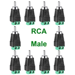 10pcs Phono RCA Male Plug To AV Screw Terminal Plug Audio/Video Speaker Wire Solderless Adapter Connector CCTV Video AV Balun