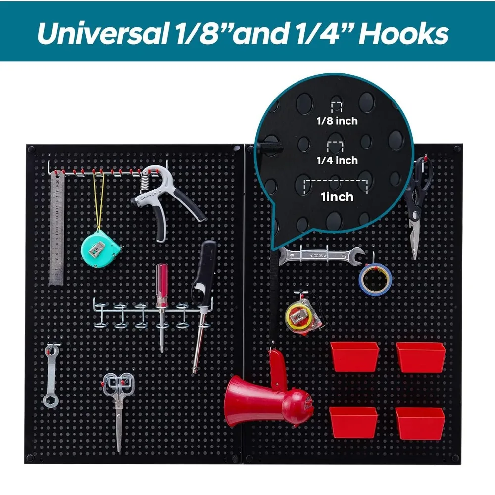 

Pegboard kit with Accessories,Includes 2 Pack 16" X 24" Steel Pegboard and 120 PCS Varied Pegboard Accessories,can be Used