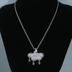 Hip Hop 3A+CZ Stone Paved Bling Iced Out Lightning Cloud Pendants Necklaces Rapper Jewelry