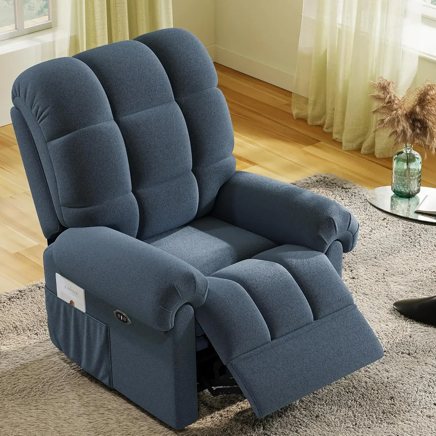 2024 New Power Recliner Chair for Adults, Adjustable Electric Chair Power Reclining Sofa, USB Port, Ultra-Comfy Teddy Fleece