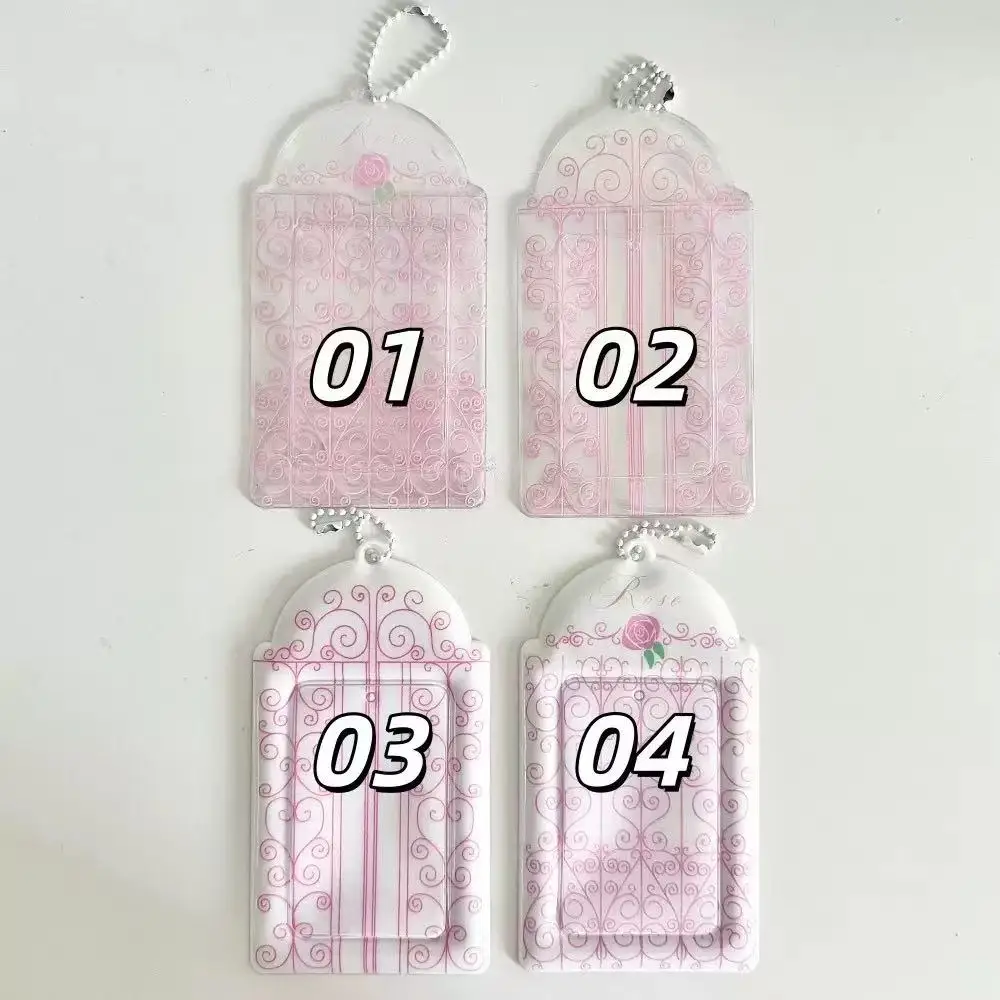 1-2pcs Pink Korean Style Iron Vine PVC Card Holder Girl Pink Kpop 3 Inch Photocard Photo Storage Display Pendant Bag Charm - view 4