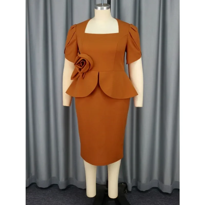 Women Party Dress Slim Bodycon Sexy One Strap Big Flower Event Christmas Birthday Elegant African Gowns Wedding Guest Robes New