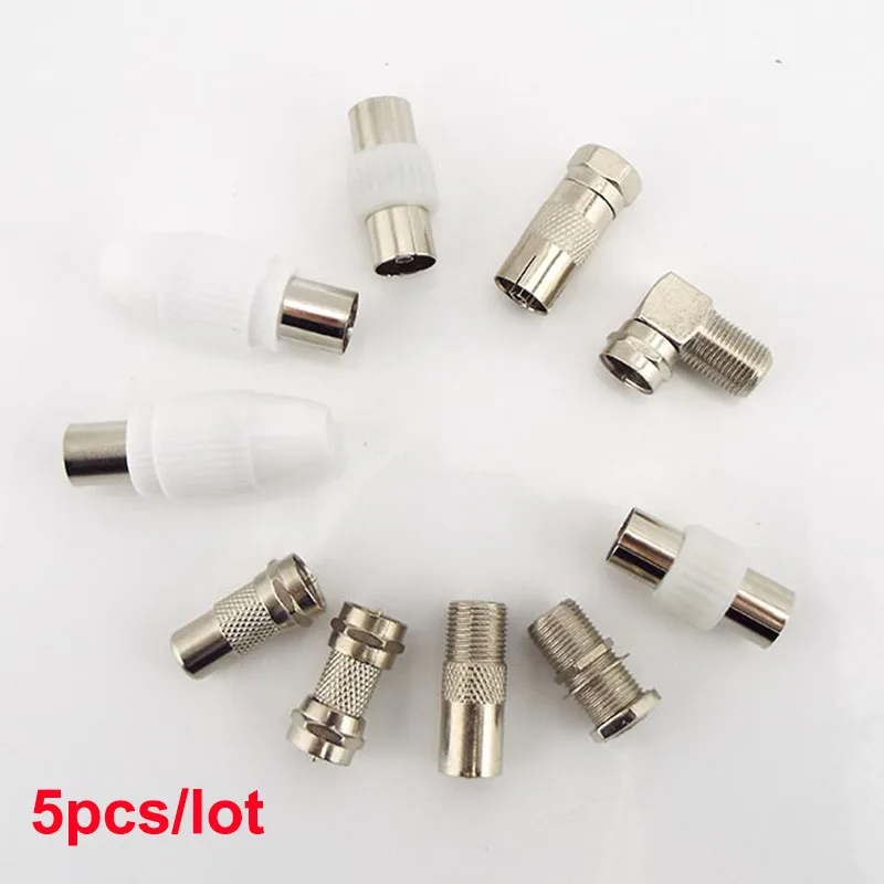 5pcs TV RF F Type female Male Plug Adapter Connector Socket to RF Coax F TV Aerial Male female Terminal Converter for video cctv