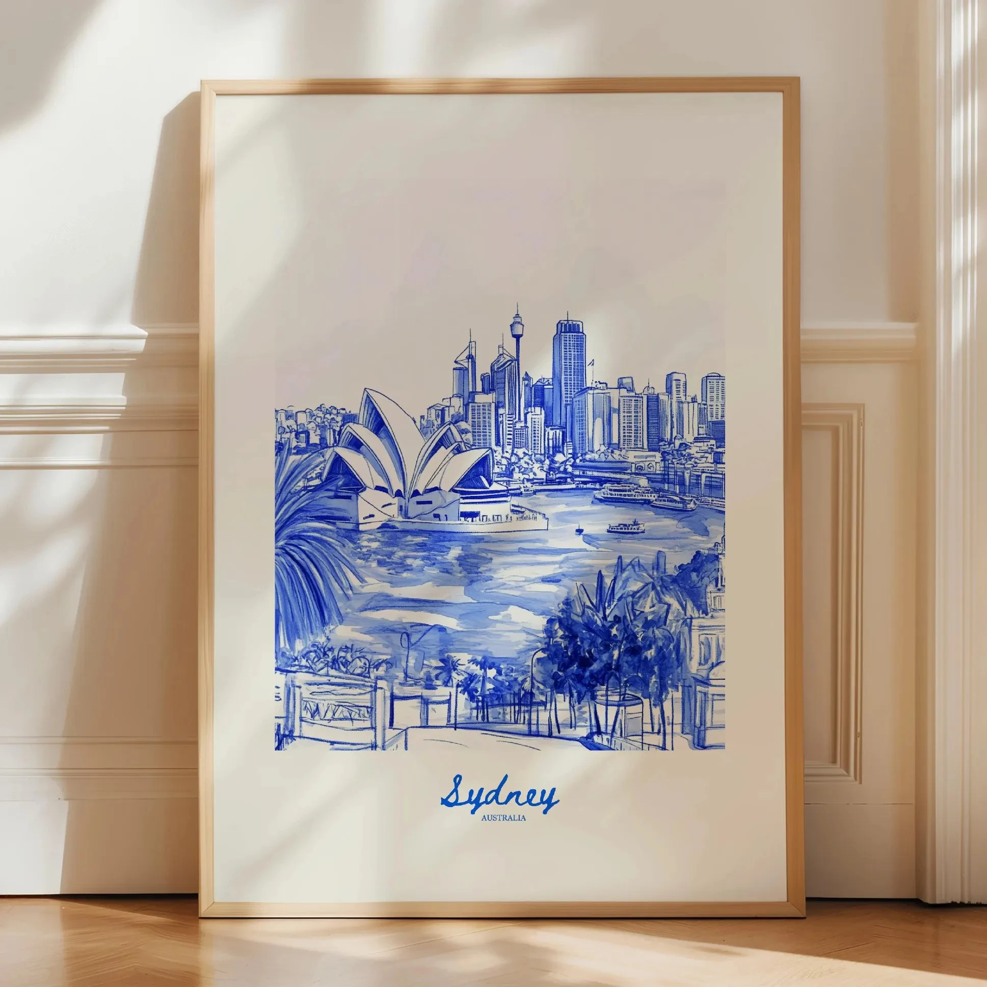 City Travel Poster, Retro Italy Print, Navy Blue Trendy Wall Art, Hand Drawn Sketch, summer beach poster, Home Decor Art