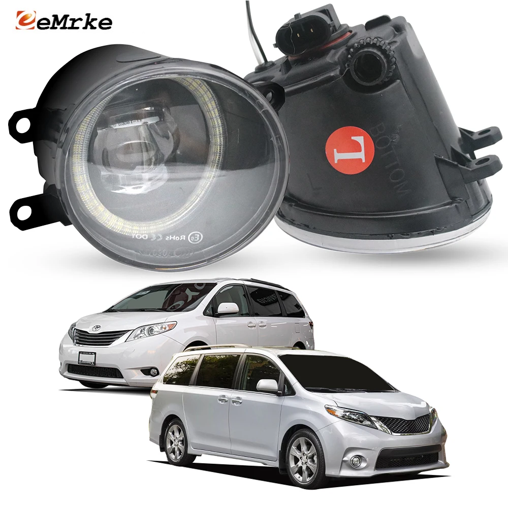 

Upgrade LED DRL Fog Light PTF Lens for Toyota Sienna XL30 LE Limited XLE SE2 011~2017 Angel Eye Ring Width Indicator Day Lights