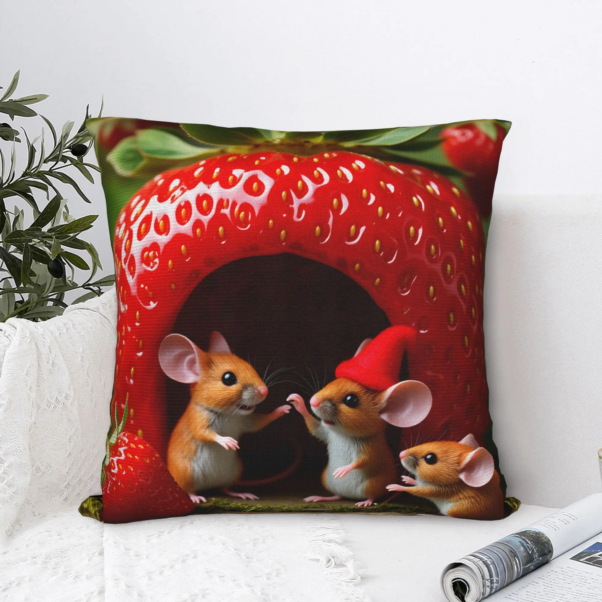 Cute Mouse-in-Cheese Pillow Case  Custom Pillow Cover For Sofa Car Home Decor Retro Trendy Cushion Cover