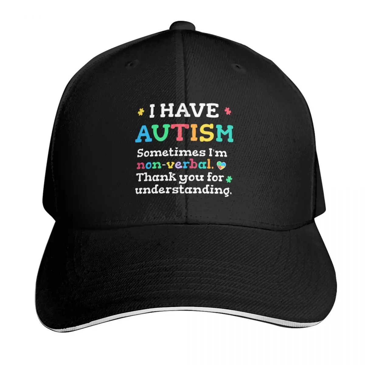 Non-verbal Autism Baseball Cap Lightweight Packable Gift for Him Her Casual Daily Wear