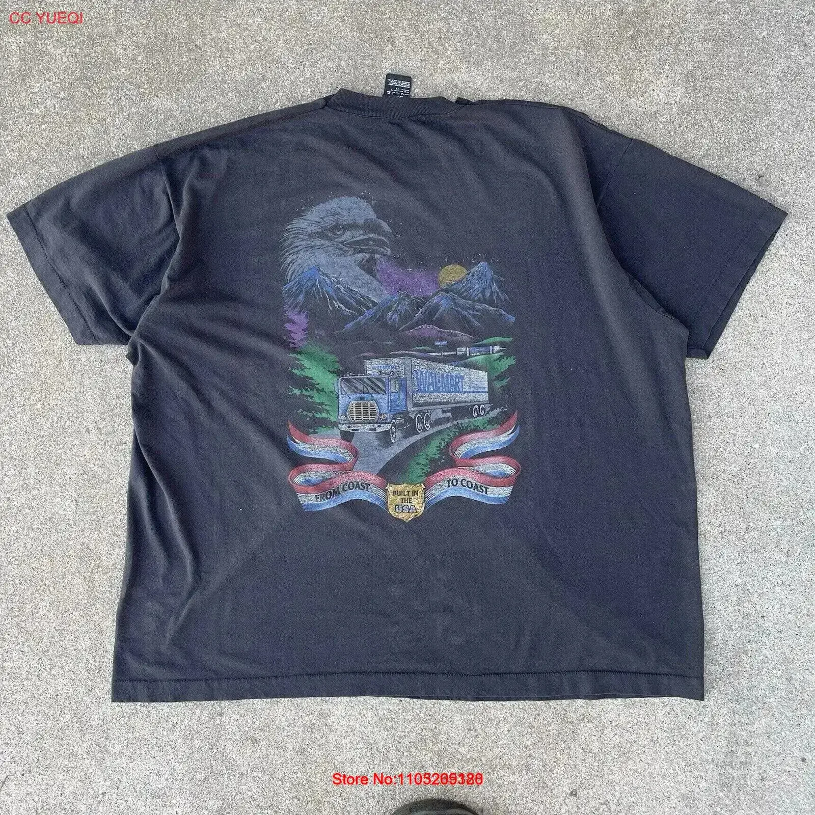 تي شيرت عتيق من Walmart Trucking Nature تي شيرت أسود باهت XXL عتيق مصمم ملابس الشارع الشهير مريح ناعم أوم