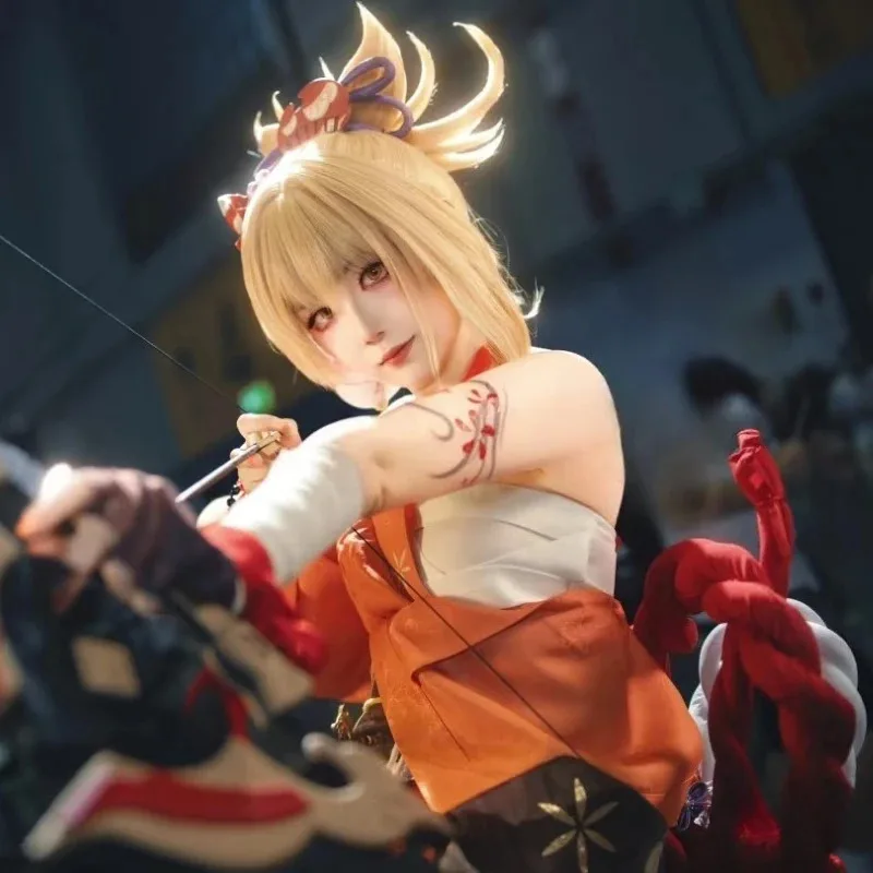 لعبة جينشين إمباكت Yoimiya أزياء تنكرية ريوكينكا هانابي شعر مستعار للرقص للنساء شخصية أنيمي الهالوين كرنفال لعب الأدوار