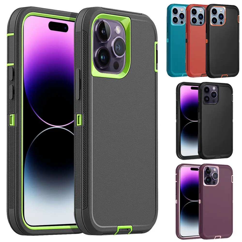 For iPhone 15 11 13 Pro Max 14 Plus 12 Mini Case 3 IN 1 Heavy Duty Armor Shockproof Dust-Proof Cover for XR XS X SE3 Phone Cases