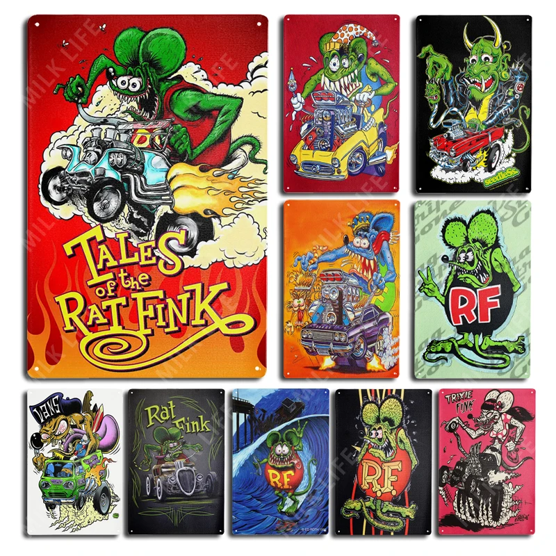 Знаки крысы Финк, винтажная репродукция внешнего вида, металлический жестяной знак, Автомобильный знак, Ностальгический знак для мужской пещеры, декор для мужской пещеры 8x12 дюймов