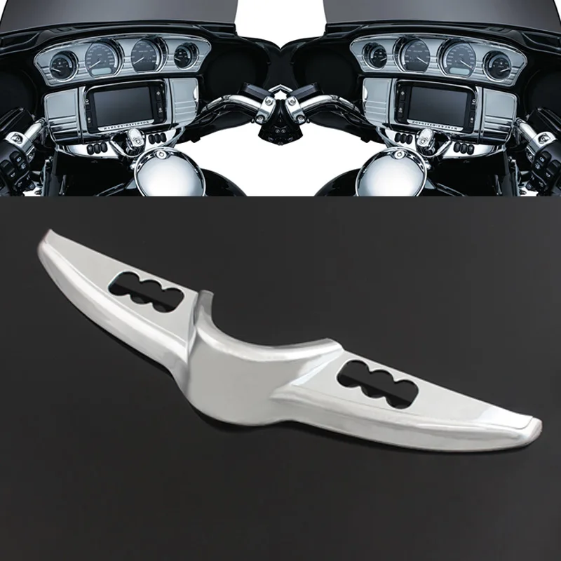 

Motorcycle Chrome Inner Fairing Tri-Line Gauge Stereo Switch Cover Accent Trim For Harley '14-later Electra Glide Street Glide