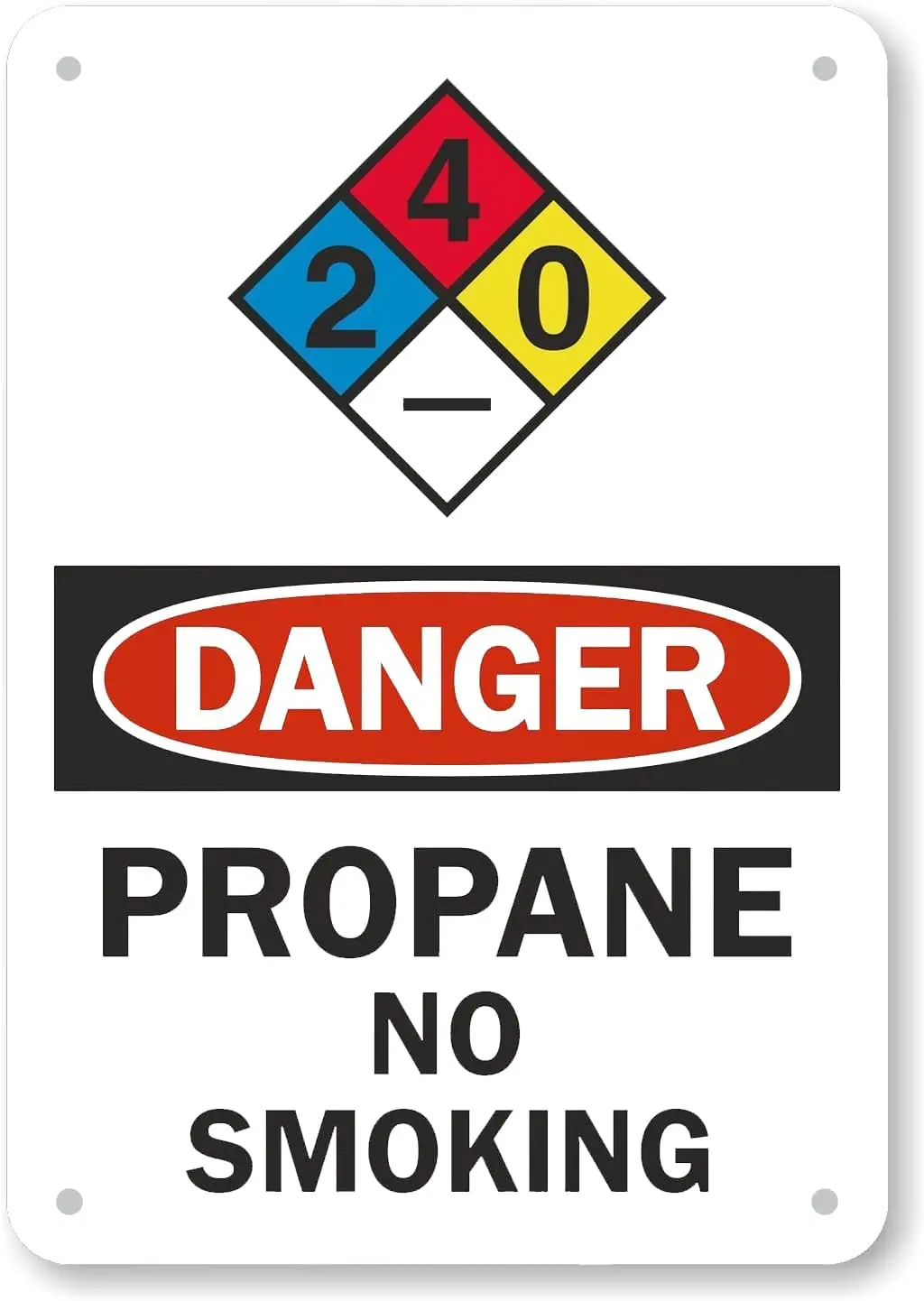 Propane 2-4-0 Sign, No Smoking Metal Wanring Signs Private Property,Danger Safety Sign Plaque,Gate Sign,8x12inch sign
