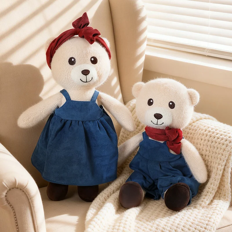 30cm Kawaii Cute Couple Bear Plush Doll Pillow Boys Girls Animal Stuffed Toy Souvenir Home Decor Wedding Valentine's Gift