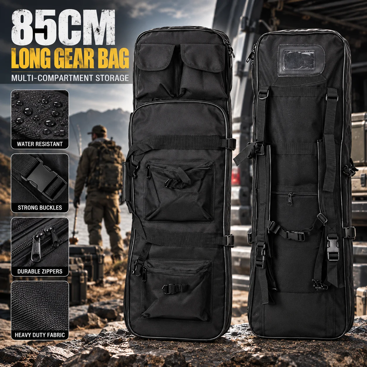 85cm Tactical Long Gear Bag Outdoor Carry Case Fishing Rod Tripod Storage Backpack Shoulder Equipment Pack
