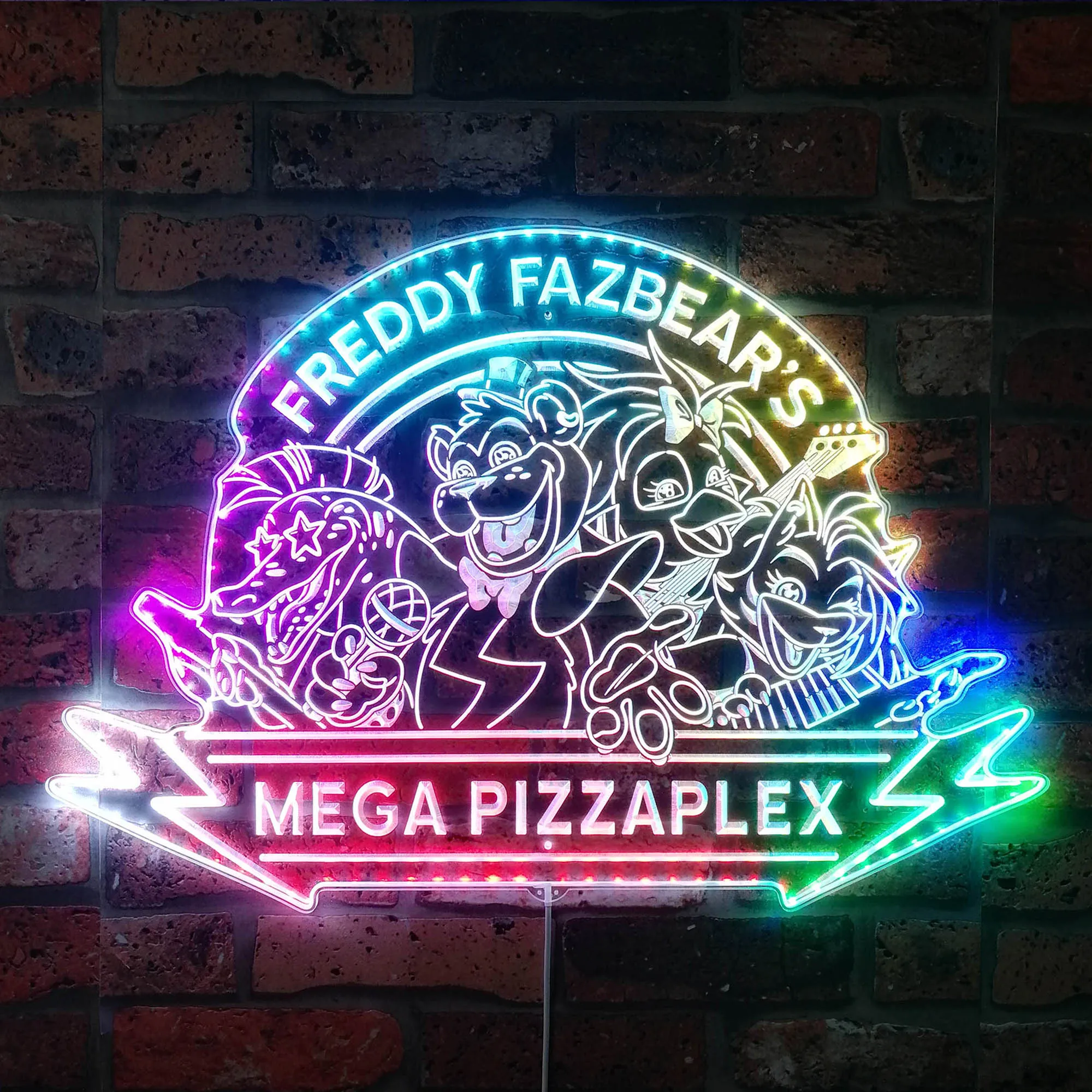 

Fazbear's Pizza Dynamic RGB Edge Lit LED Sign, Five Nights Party Mega Pizzaplex Light Sign