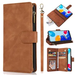 Zipper Wallet Case for Xiaomi Redmi Note 12 12 Pro 11 11 Pro 10 9 8 7 Redmi 12C 12 10C 10A 10 9C 9A 9T 9 Double Layer Phone Bag