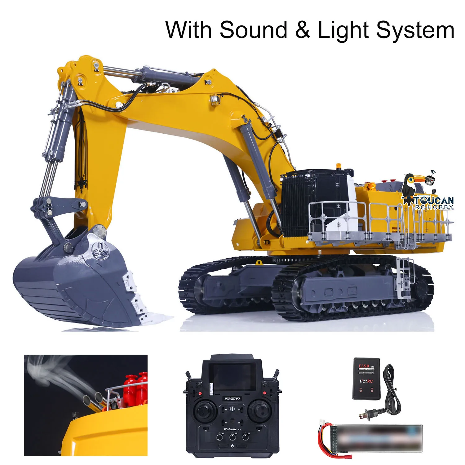 ON SALE LESU Upgrade AOUE 9150 1/14 RC Hydraulic Excavator Heavy Duty Machine RTR Radio Control Digger W/ Sound Smoke Light