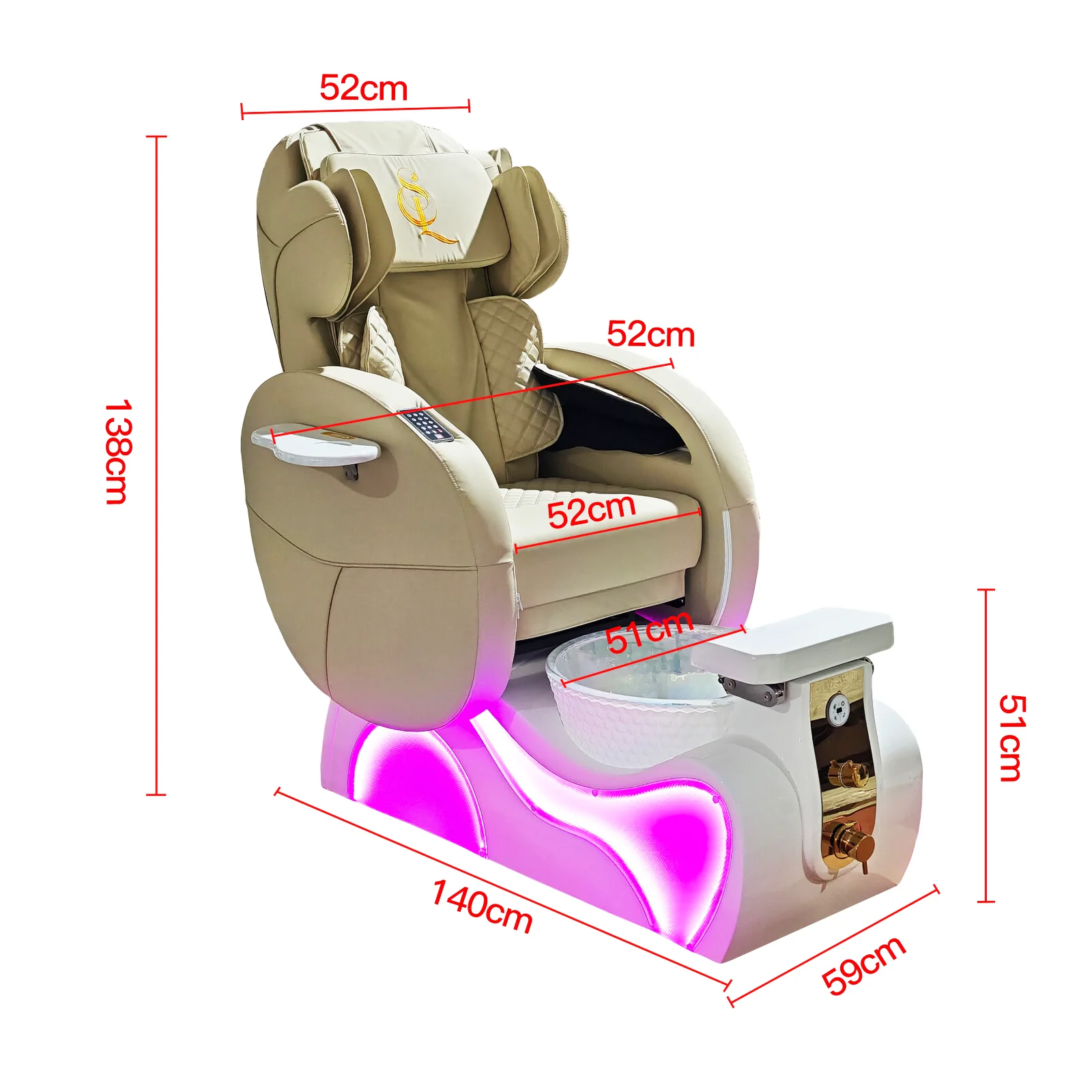 2026 Pedicure Spa Chair with Foot Tub Electric Massage Pedicure Sofa Reclining Manicure Nail Salon Foot Spa Chair LED Light Base