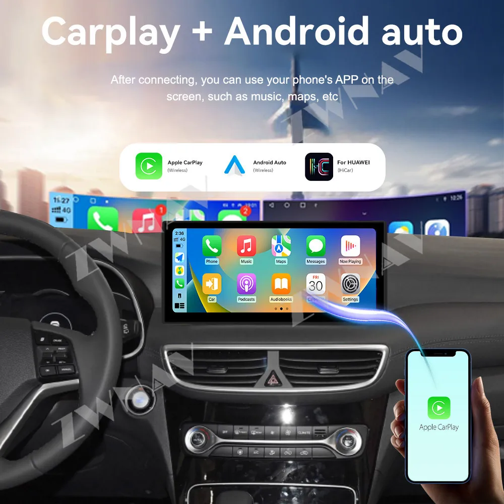 ZWNAV Android 14 Car Radio For Hyundai Tucson 2019-2020 Wireless CarPlay Android Auto DSP Sound GPS Navigation WIFI 4G System